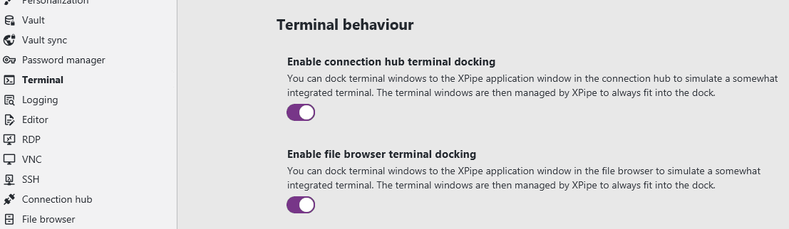 Dock setting